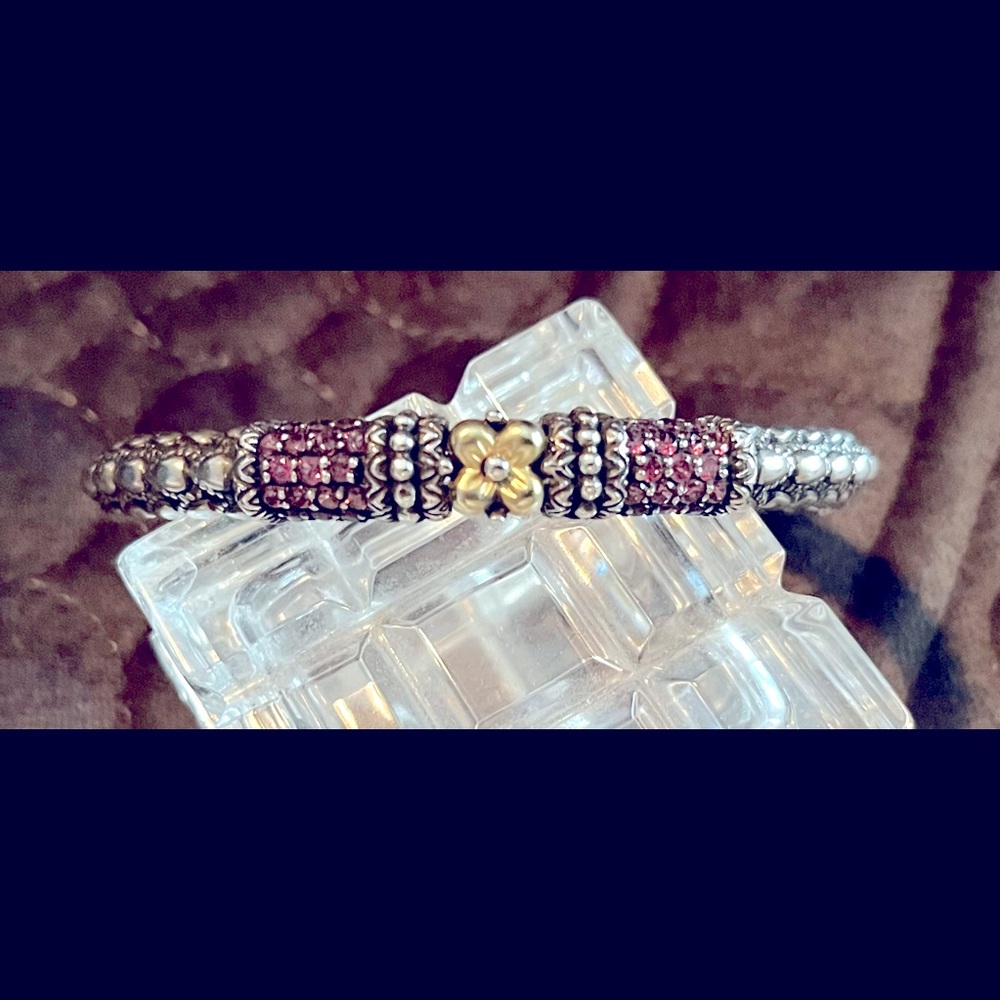 Barbara Bixby Sterling Silver, 18k Gold, Brazilian Garnet Cuff❤️